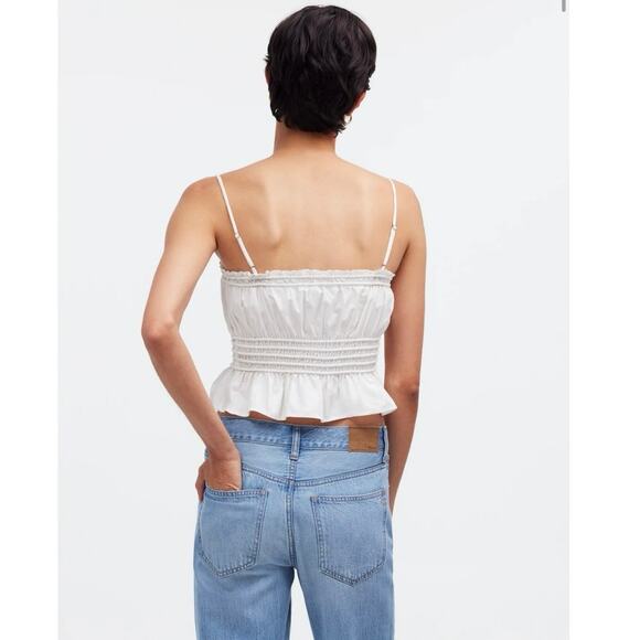 NWT Madewell Smocked Button-Front Top in Poplin Size XS - Picture 4 of 8